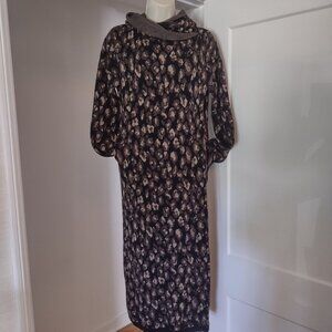 ELAINE KIM Long Sleeve Leopard Print Hooded Duster - SMALL